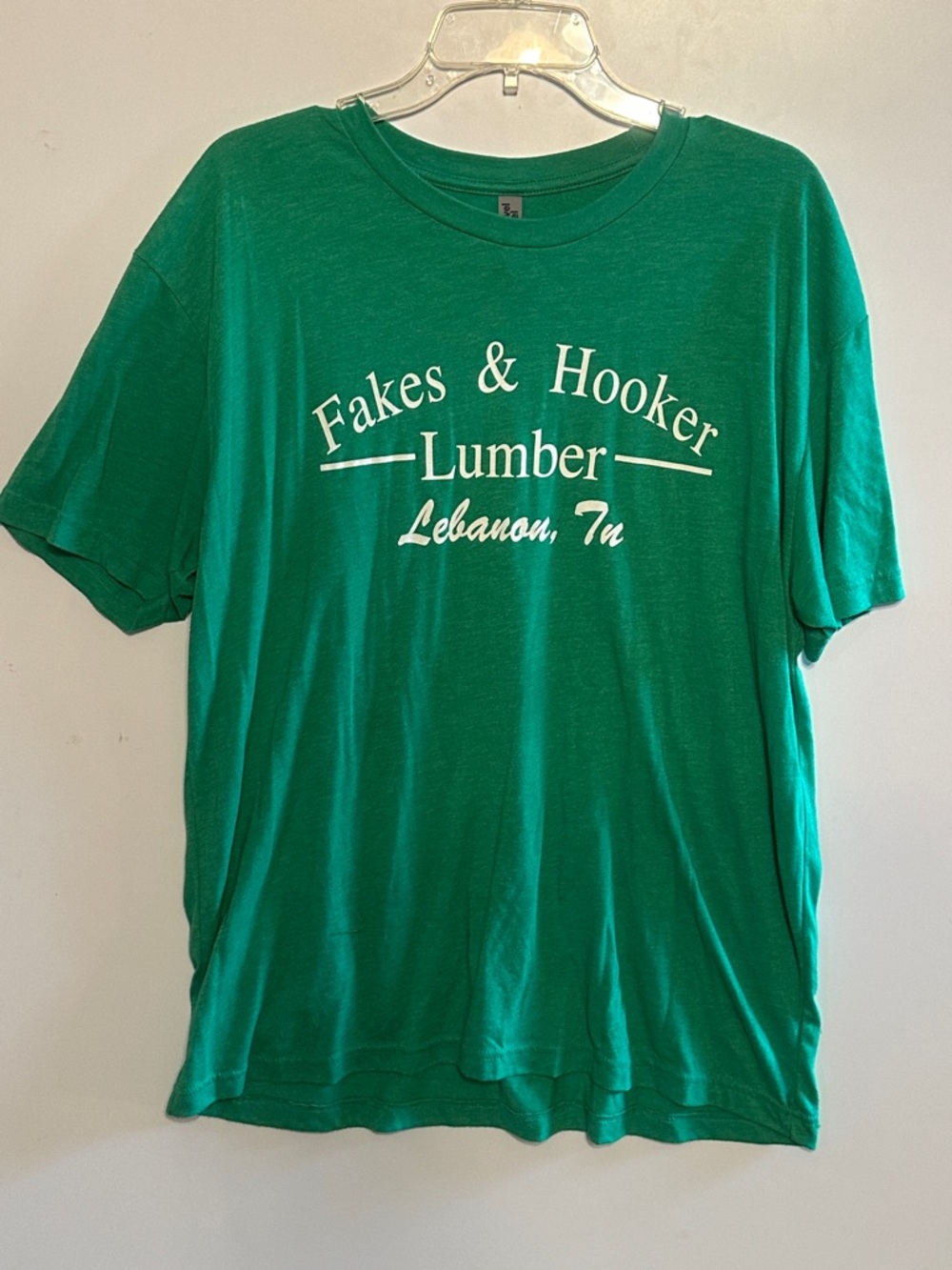 Next Level Apparel Bright Green Crewneck Tee with White Tag Graphic